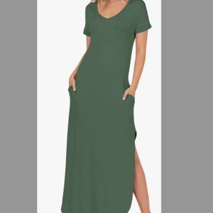 Everyday Short Sleeve Maxi Dress Green NEW